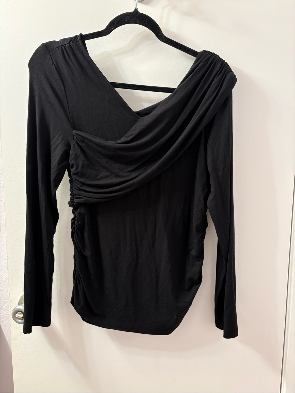 LOFT Black Draped Long-Sleeve Women’s Top Size L/PTP 16-18/L 25